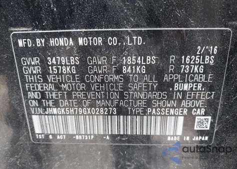 2016 Honda Fit Ex from USA, damaged, VIN JHMGK5H79GX028273